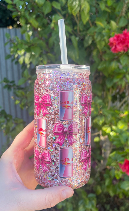 Pink Drinks Pre Made Snowglobe Tumbler