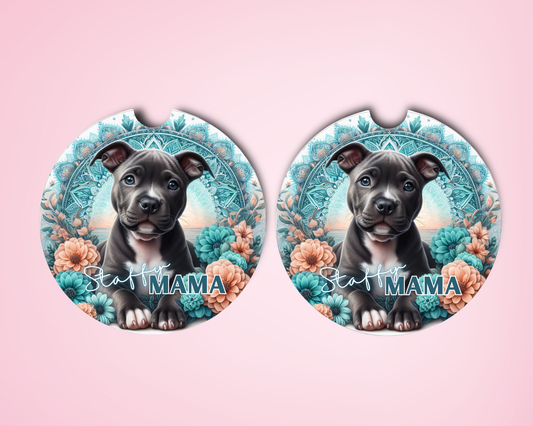 Staffy Mama Car Coasters