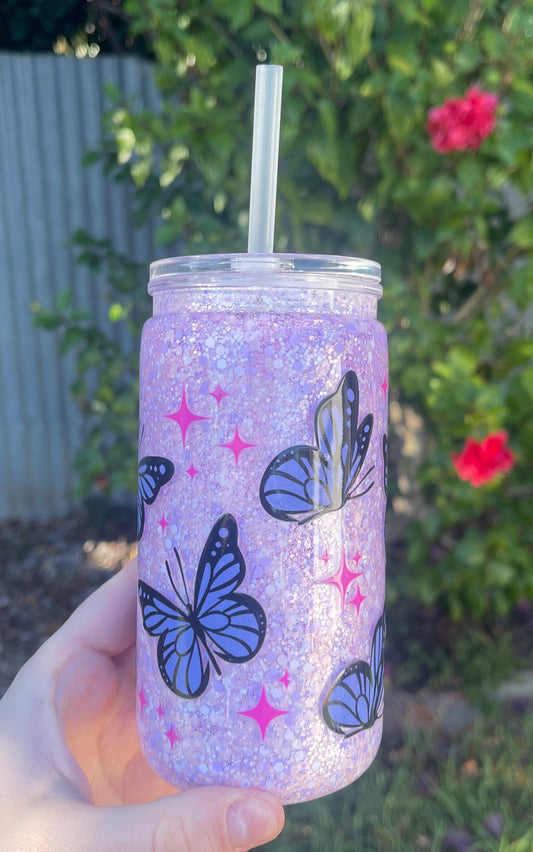 Opal Butterfly Pre Made Snowglobe Tumbler
