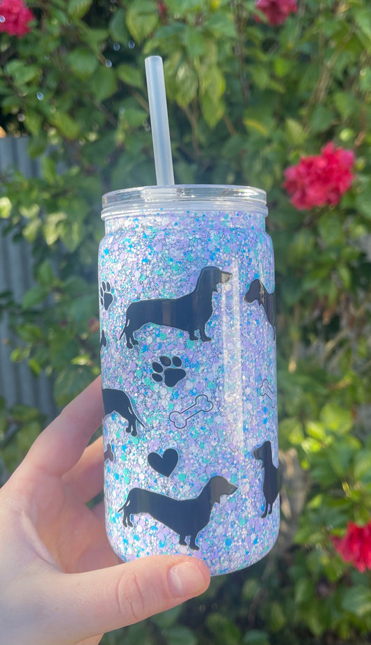 Sausage Dog Pre Made Snowglobe Tumbler