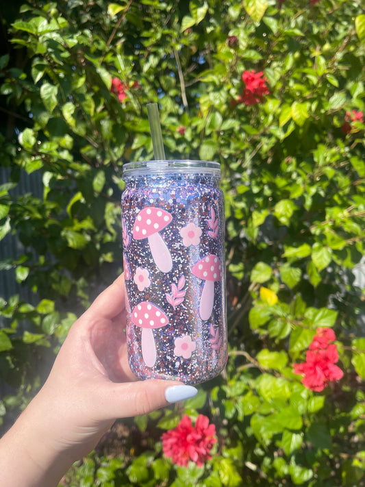 Mushroom Pre Made Snowglobe Tumbler