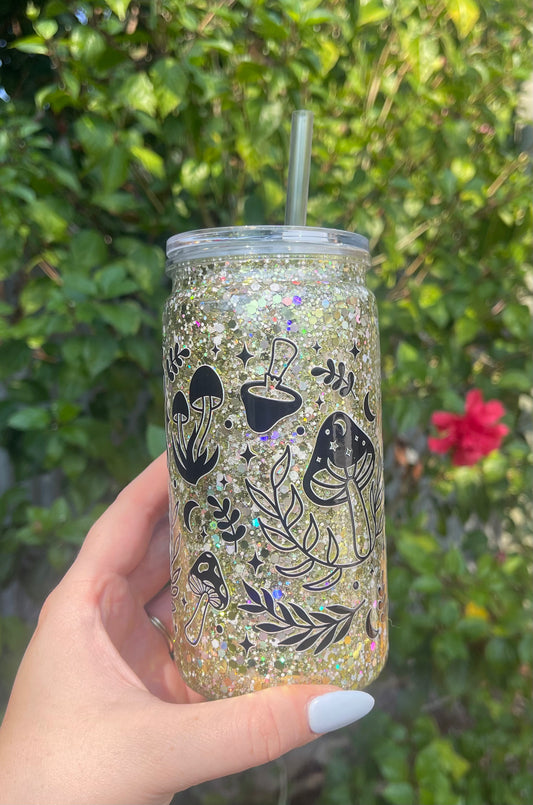 Mushroom Pre Made Snowglobe Tumbler