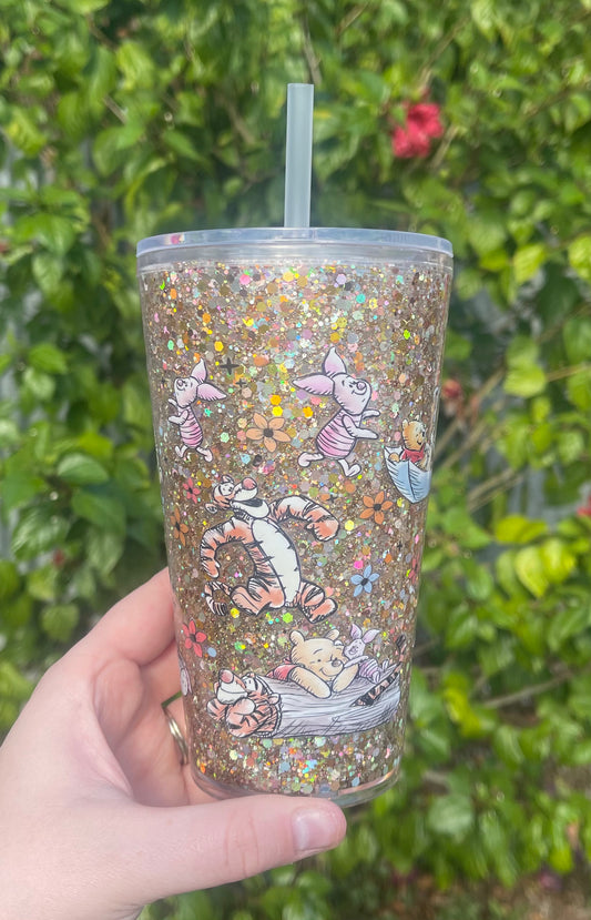 Traditional Winnie 16oz Pre Made Tapered Snowglobe Tumbler